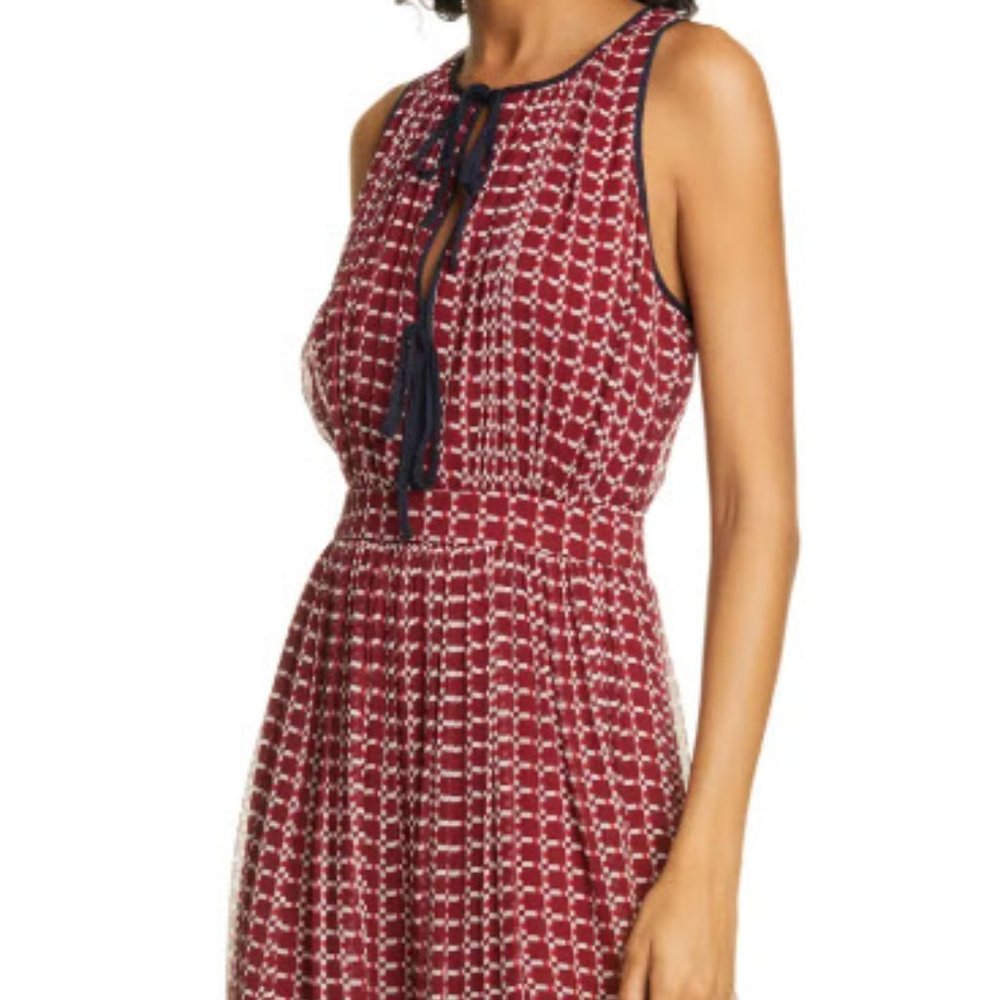 Joie Rolanda Tie Neck Ruffle Silk Midi Dress